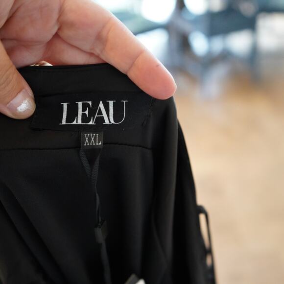 NEW Leau Spaghetti Straps Cabo Silk‎ Mini Dress Black Womens Size XXL - Picture 4 of 6